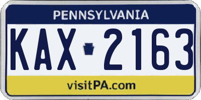 PA license plate KAX2163