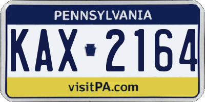 PA license plate KAX2164