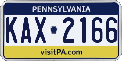 PA license plate KAX2166