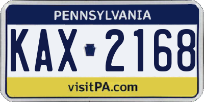 PA license plate KAX2168