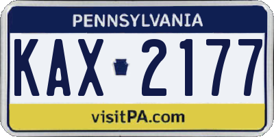PA license plate KAX2177
