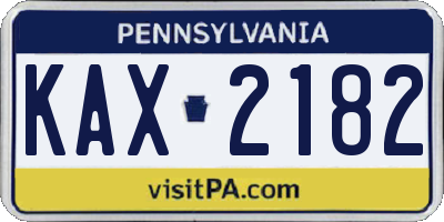 PA license plate KAX2182