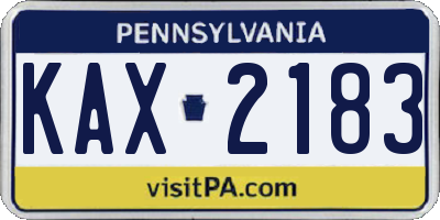 PA license plate KAX2183