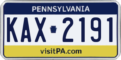 PA license plate KAX2191