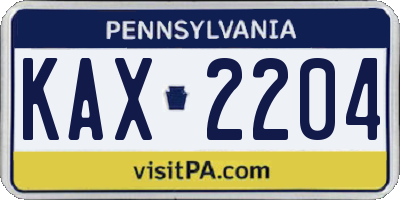 PA license plate KAX2204