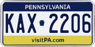 PA license plate KAX2206