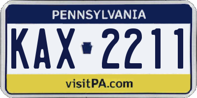 PA license plate KAX2211