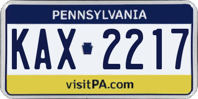 PA license plate KAX2217