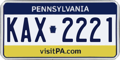 PA license plate KAX2221