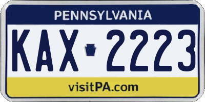PA license plate KAX2223