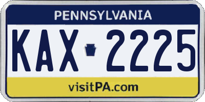 PA license plate KAX2225