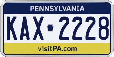 PA license plate KAX2228
