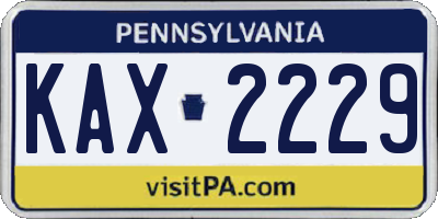 PA license plate KAX2229