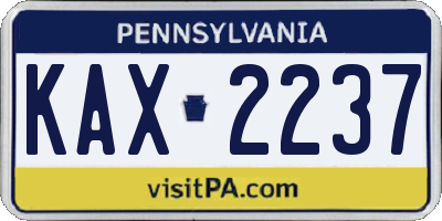 PA license plate KAX2237