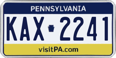 PA license plate KAX2241