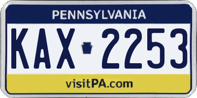 PA license plate KAX2253