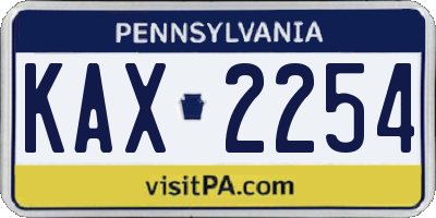 PA license plate KAX2254