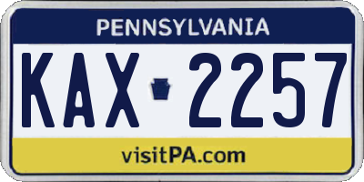 PA license plate KAX2257