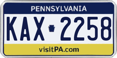 PA license plate KAX2258
