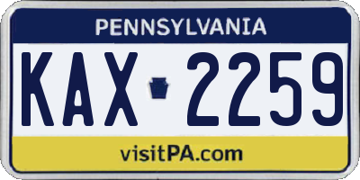 PA license plate KAX2259