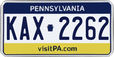 PA license plate KAX2262