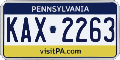 PA license plate KAX2263