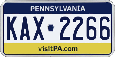 PA license plate KAX2266