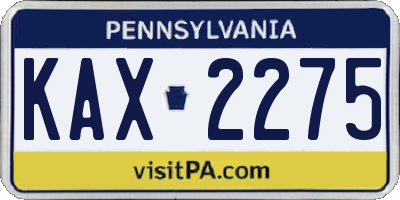 PA license plate KAX2275