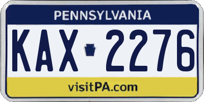 PA license plate KAX2276
