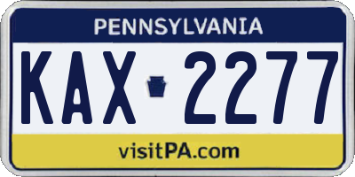 PA license plate KAX2277