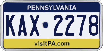 PA license plate KAX2278