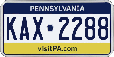 PA license plate KAX2288