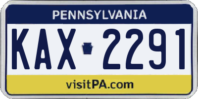 PA license plate KAX2291