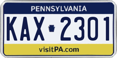 PA license plate KAX2301