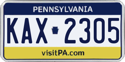 PA license plate KAX2305