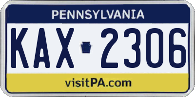 PA license plate KAX2306