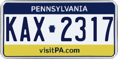 PA license plate KAX2317
