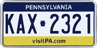 PA license plate KAX2321