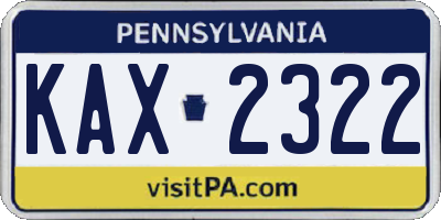 PA license plate KAX2322