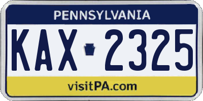 PA license plate KAX2325