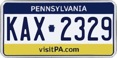 PA license plate KAX2329