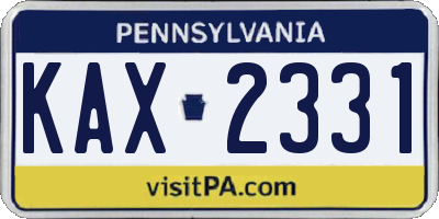 PA license plate KAX2331