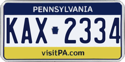 PA license plate KAX2334