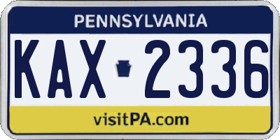 PA license plate KAX2336