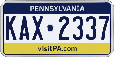 PA license plate KAX2337