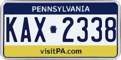 PA license plate KAX2338