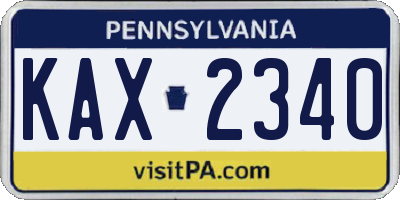 PA license plate KAX2340