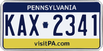 PA license plate KAX2341