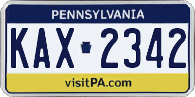PA license plate KAX2342