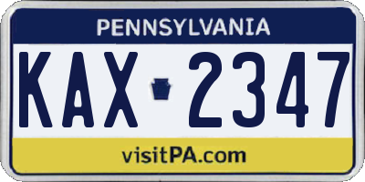 PA license plate KAX2347